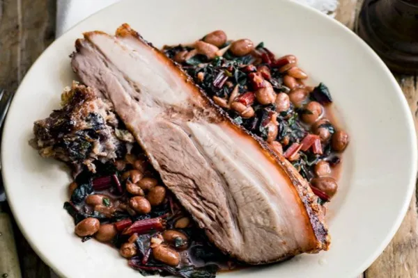 Baked Beans with Pork Belly and Quince