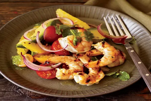 Grilled Shrimp with Mom's Avocado-and-Orange Salad