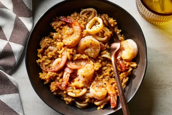 Smoky Paella with Shrimp and Squid