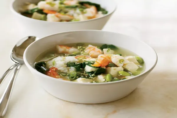 Miso Soup with Shrimp and Tofu