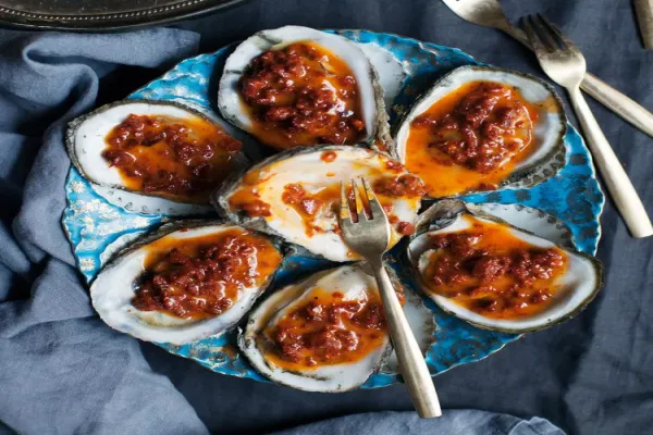 Grilled Oysters with Chorizo Butter