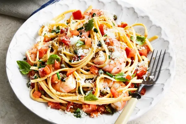 Linguine and Shrimp with Sauce Vierge