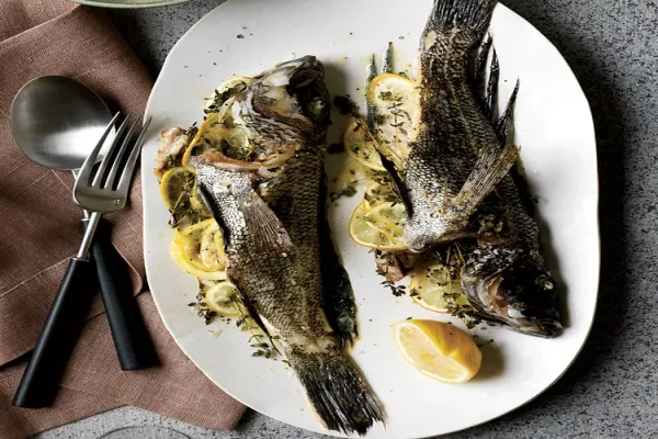 Whole Fish Roasted with Potatoes and Thyme