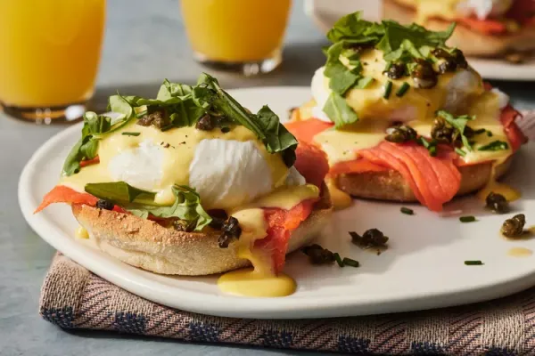 Smoked Salmon Eggs Benedict with Caper Butter Hollandaise