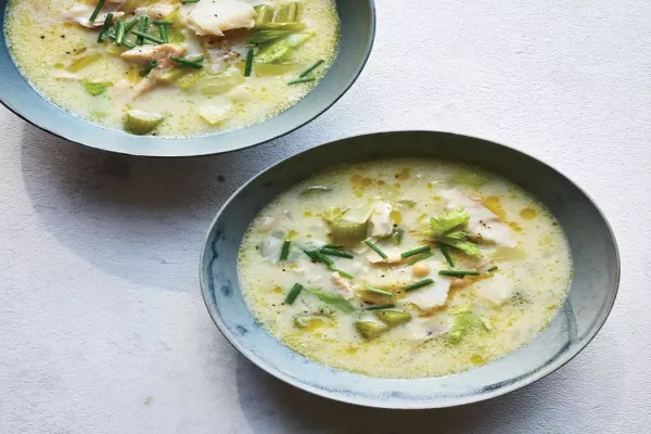 Whitefish, Leek and Celery Chowder with White Beans