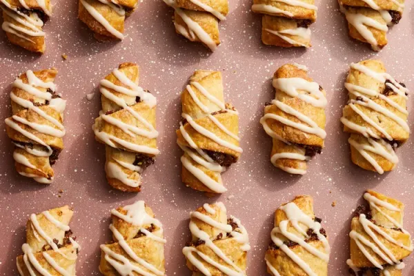 Date and Walnut Rugelach with Tahini Glaze