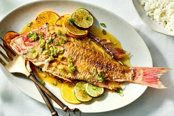 Crisp Whole Red Snapper with Sesame-Citrus Sauce