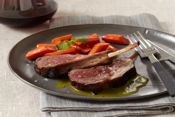 Marinated Rack of Lamb with Honey Mint Vinaigrette