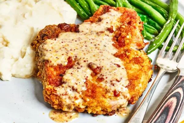 Honey Mustard Pretzel Pork Chops
