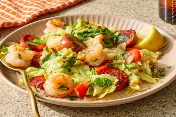 Shrimp and Sausage Southern Fried Cabbage