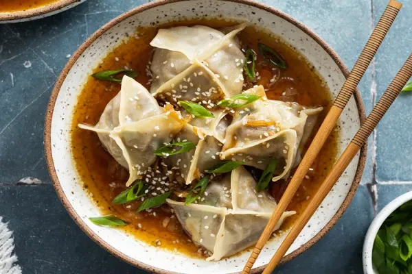 Beef and Mushroom Dumplings in Broth